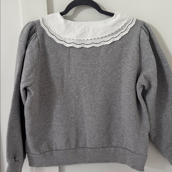 OLIVE Layered Collar Fleece Sweatshirt, Grey OS - Picture 7 of 12